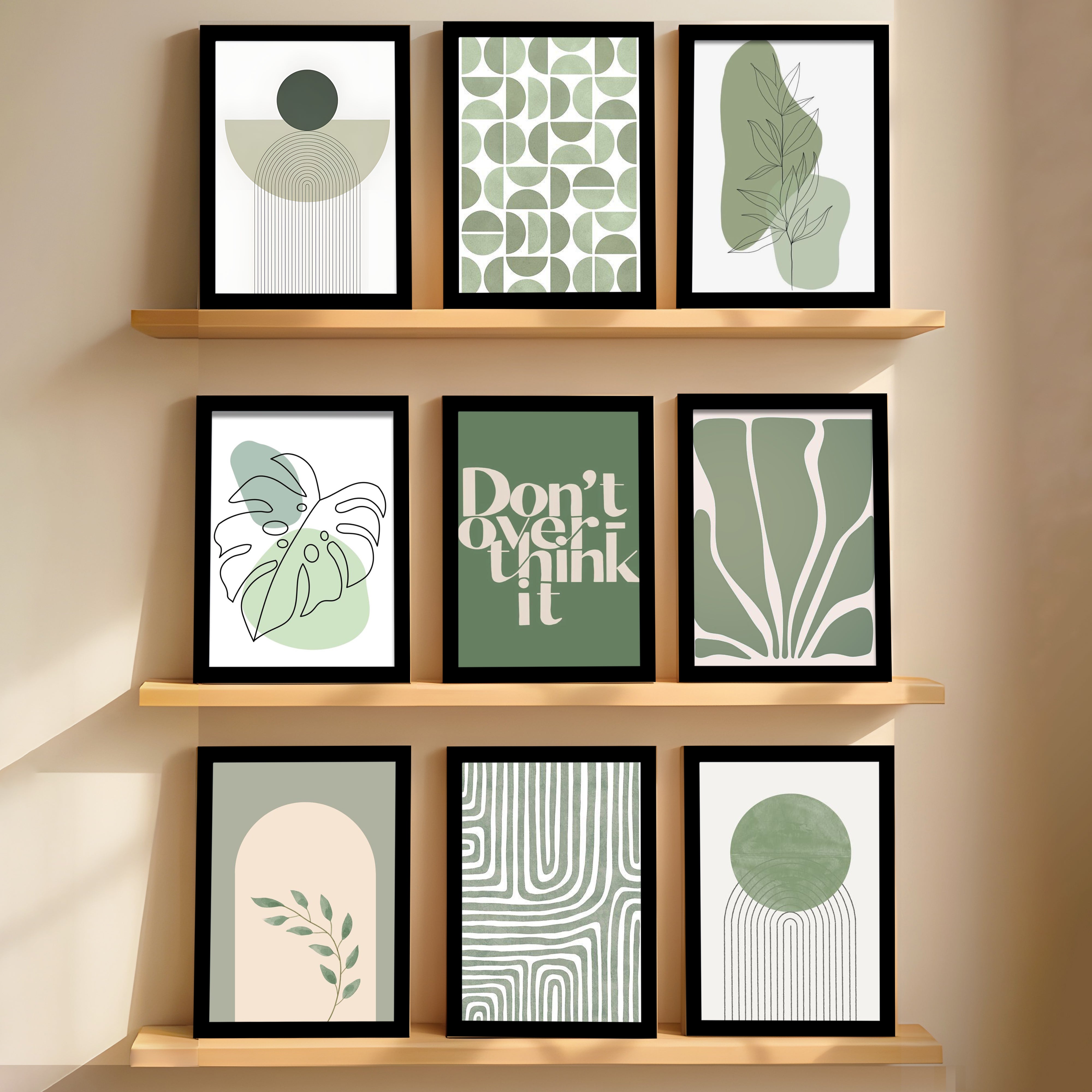 Sylva Nature Inspired Abstract Wall Art Set With Frame - Set Of Nine
