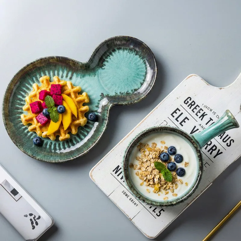 Dineva Ceramic Serving Platter (Green) - Two Piece Set media 3