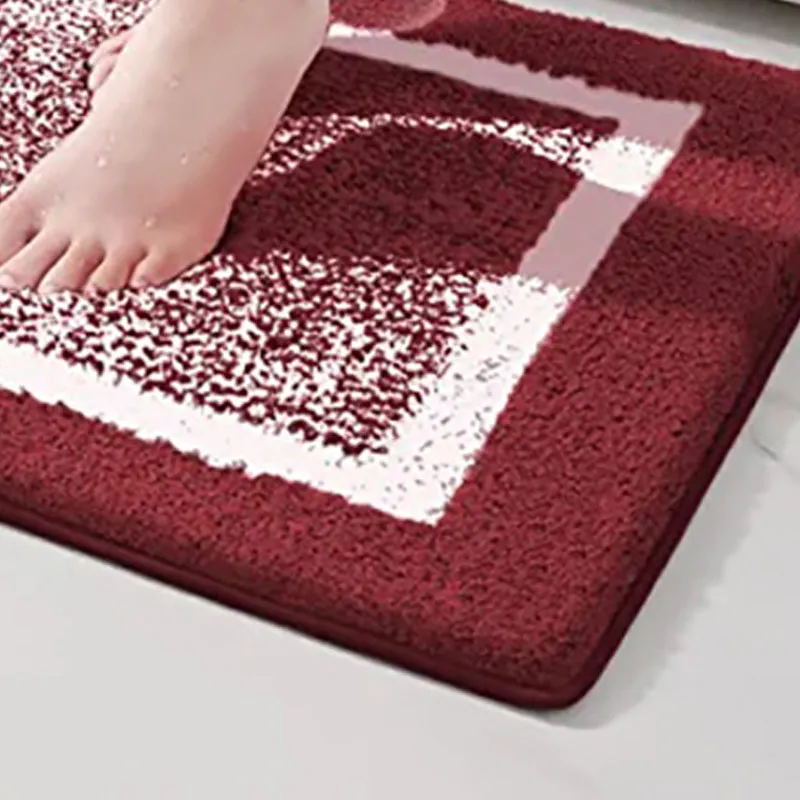 Luxe Anti Skid Bath Mat (Maroon) - Set Of Three media 6