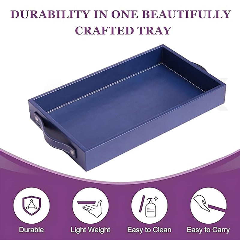 Estora Faux Leather Serving Tray - Blue media 4