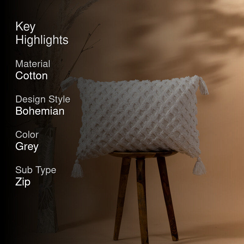 Nomad Notch Tufted Cushion Cover - White media 2