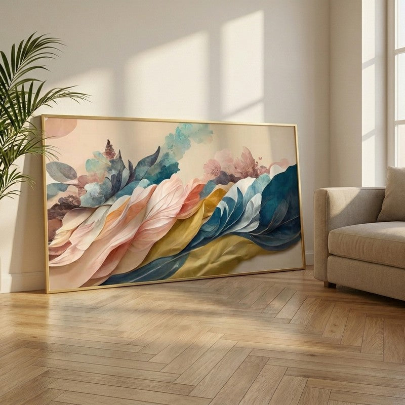 Petal Wave Canvas Wall Painting With Frame