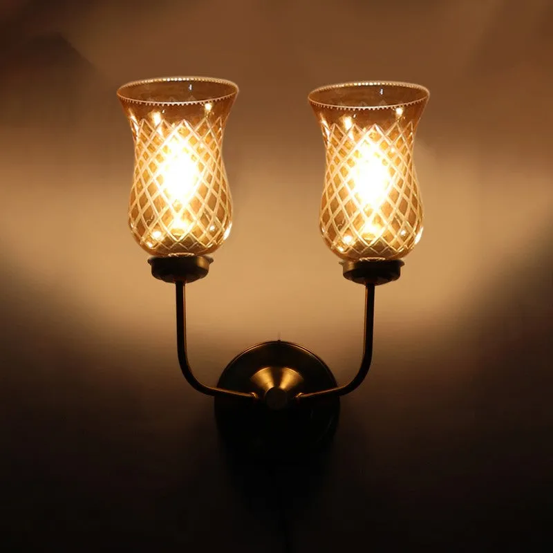 Honey Glow Twin Amber Glass Wall Lamp media 8