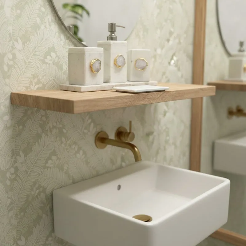 Kade Agate & Marble Bathroom Set - White media 2