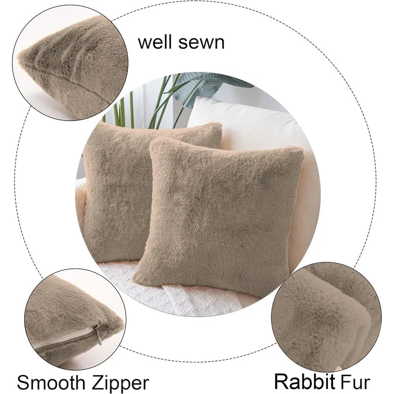 Fur Dual Cushion Cover Set (Taupe) - Set Of Two media 5