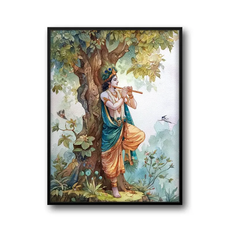 Sri Krishna Charming Fluit Playing Archival Paper Wall Art media 7