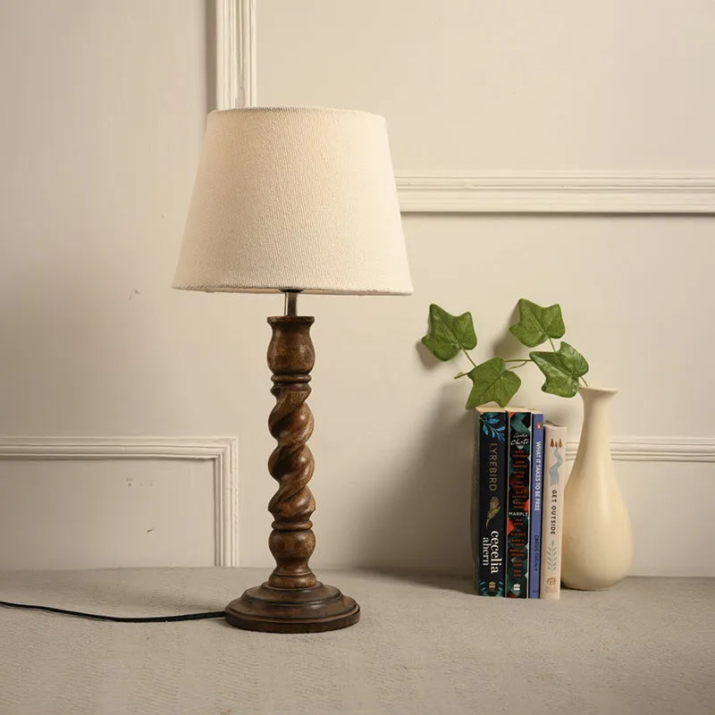 Spira Cone Cotton Table Lamp - White,Brown media 2