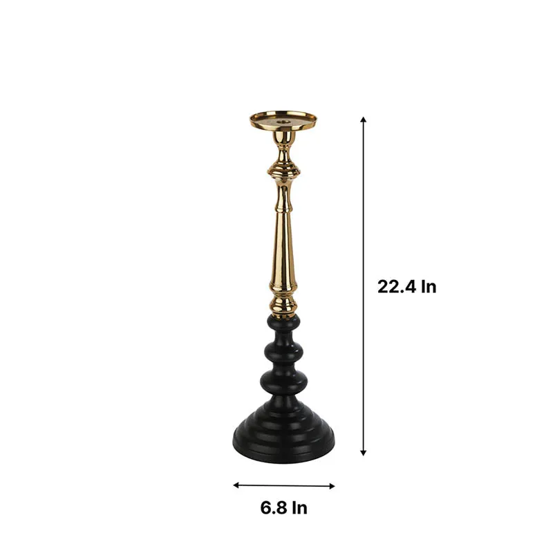 Cove Pillar Candle Holder (Black & Gold) - Large media 3