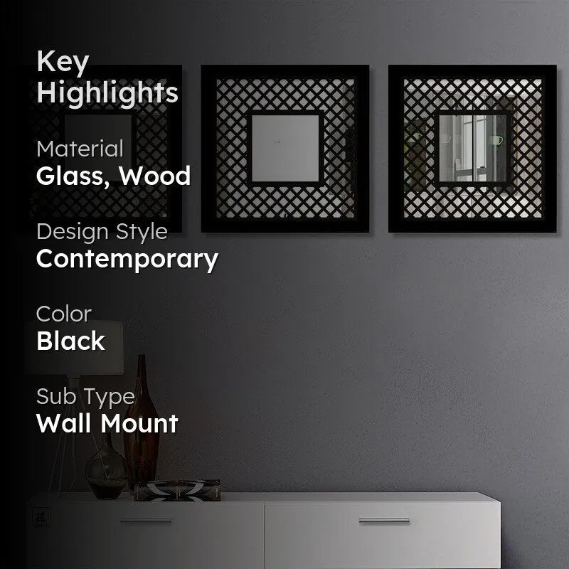 Woodelle Wall Accent With Wooden Frame (Black) - Set Of Three media 2