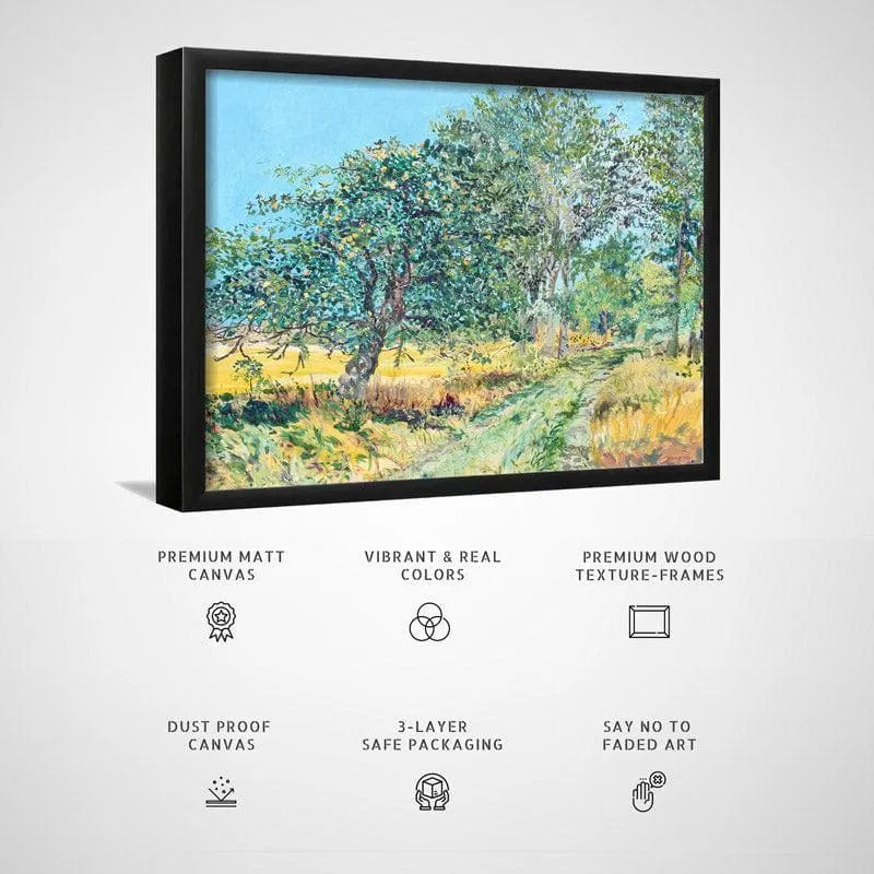 Vintage Style Rural Pathway Canvas Wall Painting - Black Frame media 5