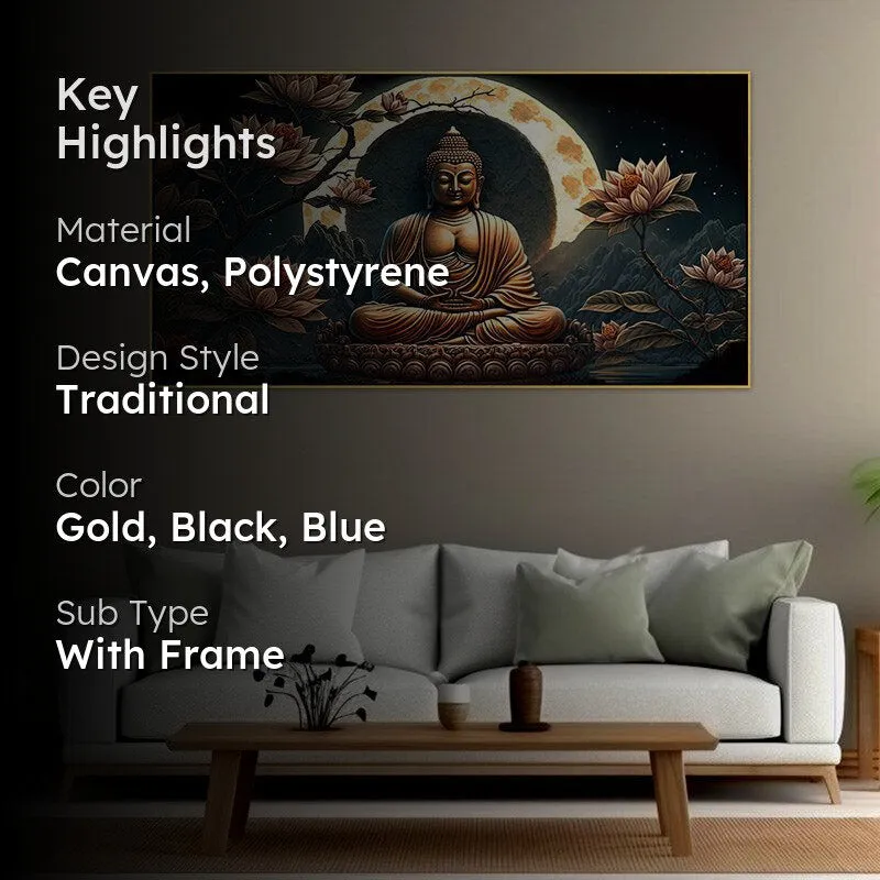 Meditative Buddha Canvas Wall Painting- With Frame media 2