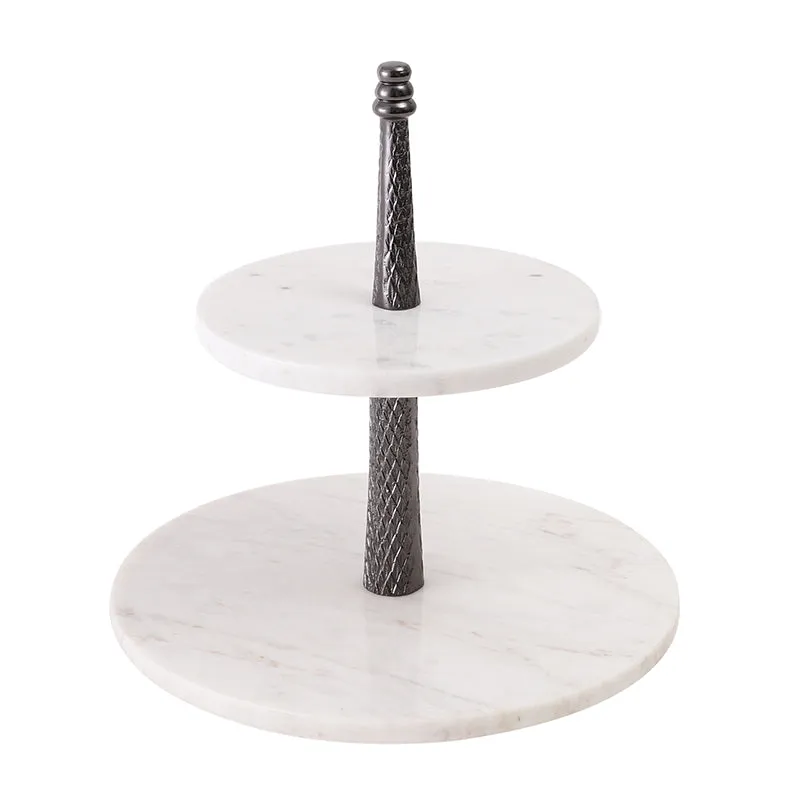 Malach Two Tiered Marble Platter - Black media 4