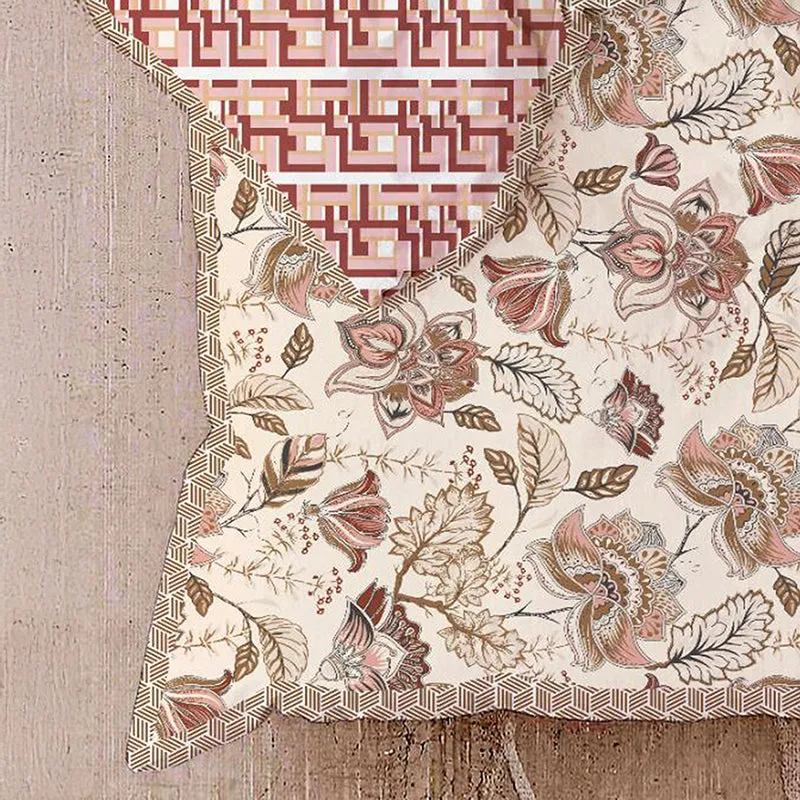 Satrangi Swirl Floral Cotton Dohar (Peach) - 210 TC media 5