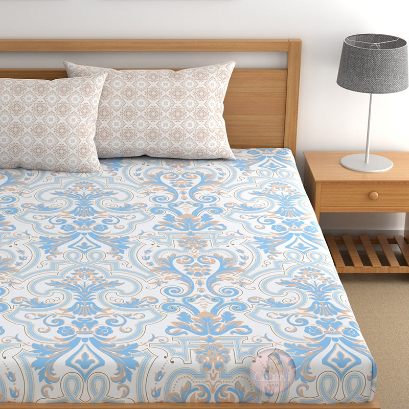Audrey I Fitted Microfiber Microfiber Bedsheet (Blue) - 150 GSM media 4