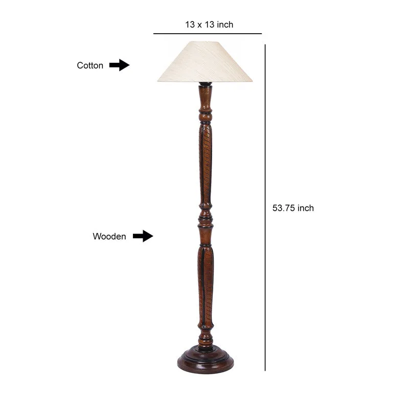 Deira Vintage Wooden Floor Lamp - Off-White media 6