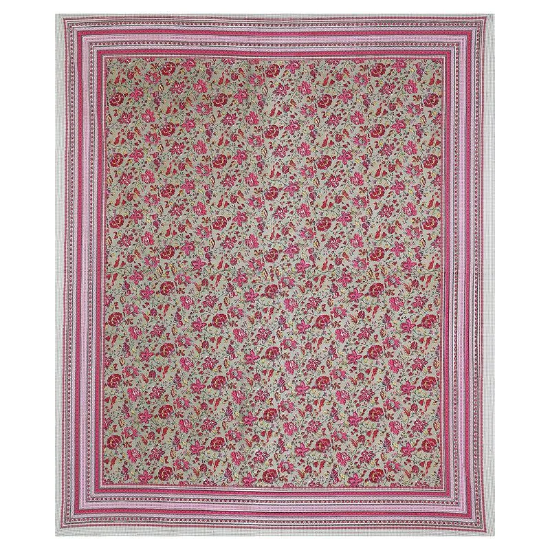 Vishala Ethnic Cotton Bedsheet (Pink,Green) - 180 TC media 4