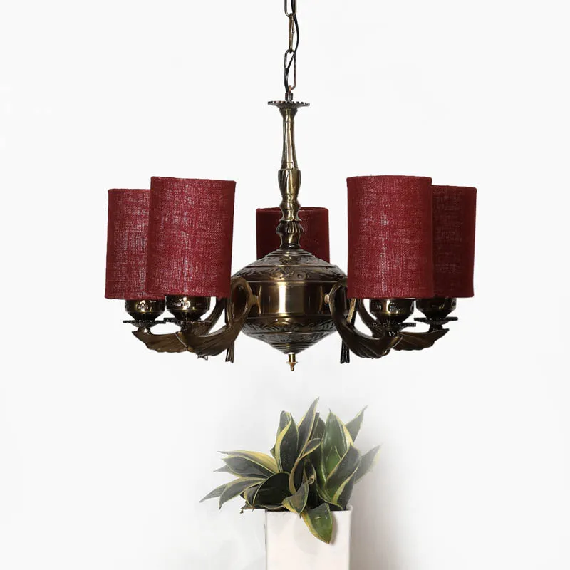 Huescape Cylindrical Golden Antique Ceiling Lamp media 2
