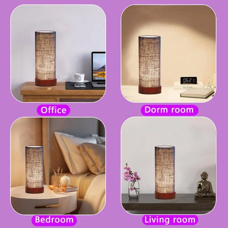 Jaala Tower Wooden Table Lamp With Jute Shade - Brown,Blue media 5