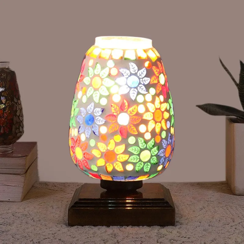 Levana Glass Table Lamp With Wooden Base - Multicolor media 3