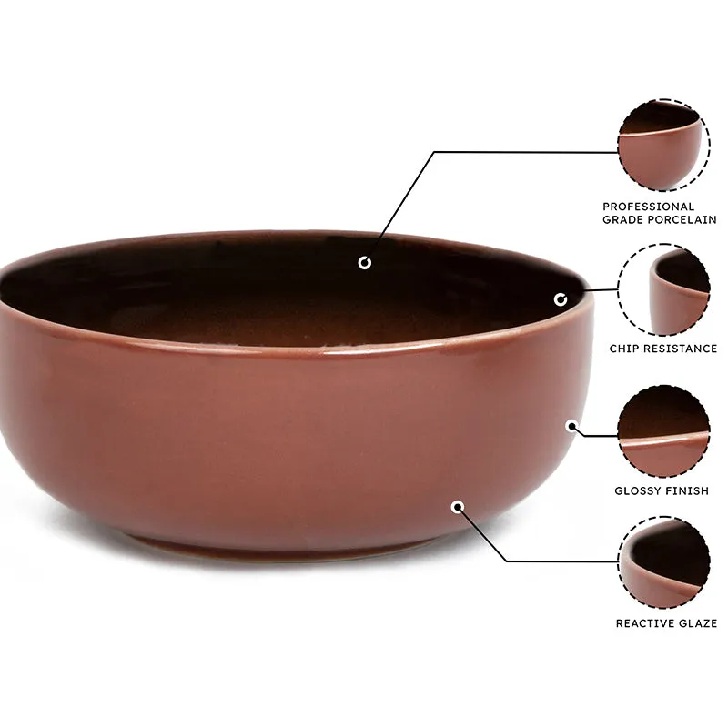 Caspian Porcelain Snack Bowl (Brown/850 mL) - Set Of Two media 5