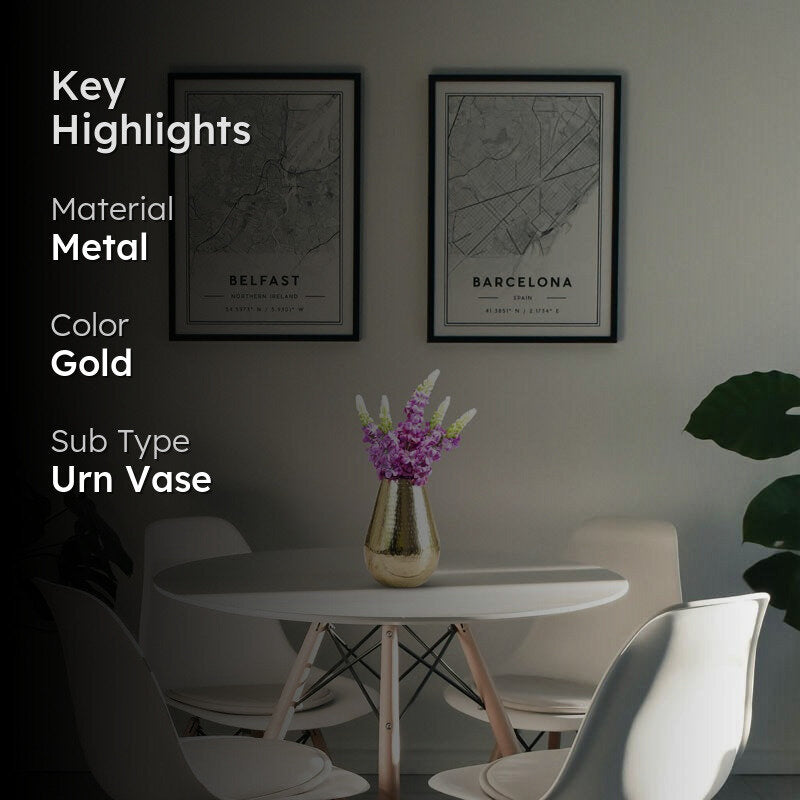 Drop-Style Metal Vase - Gold media 2