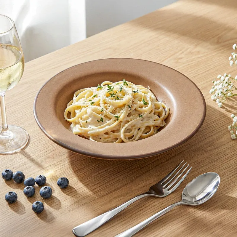 Whimsi Ceramic Pasta Plate (Brown,350 mL Each) - Set Of Two media 4