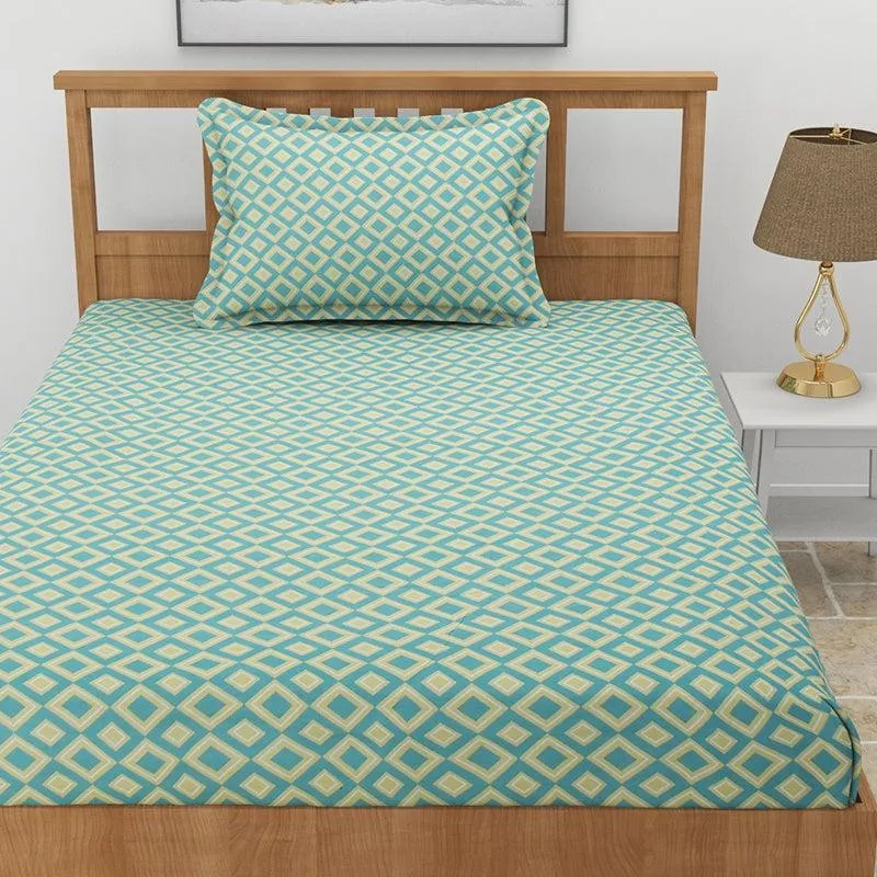Wesley Geomatric Microfiber Bedsheet (Green) - 130 GSM media 1
