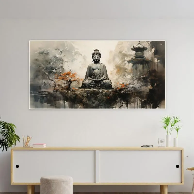 Zen Serenity Buddha Canvas Wall Painting With Frame media 3