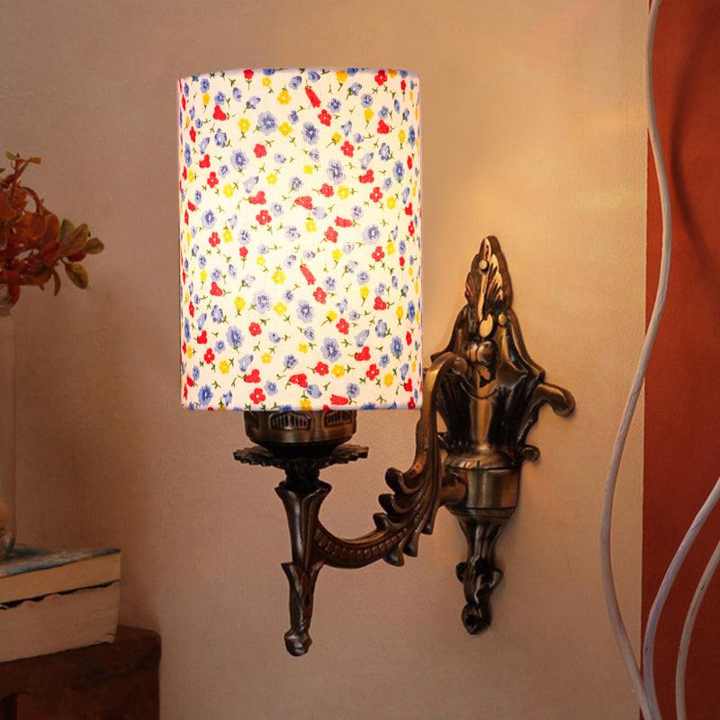 Vista Edrel Color Splash Cylindrical Fabric & Metal Wall Lamp