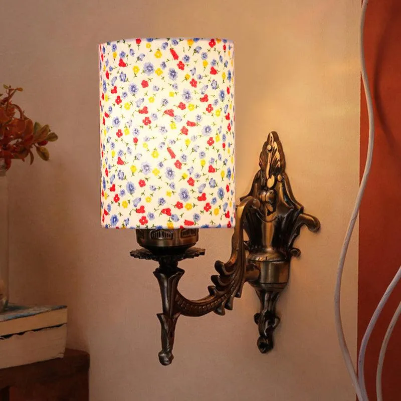 Vista Edrel Color Splash Cylindrical Fabric & Metal Wall Lamp media 1