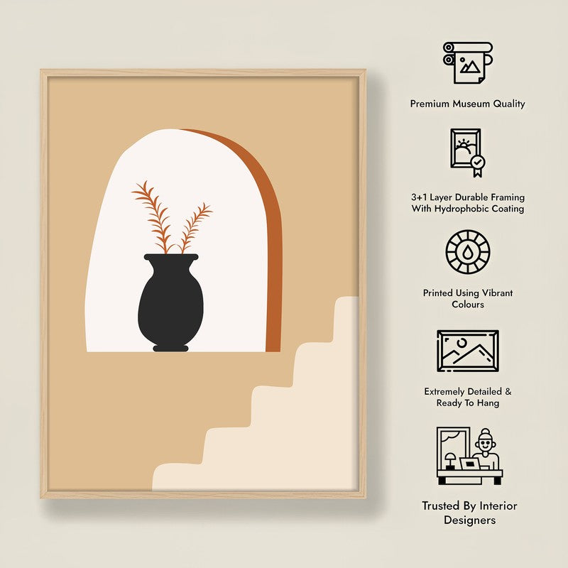 Sunlit Alcove Canvas Wall Painting With Brown Frame media 9