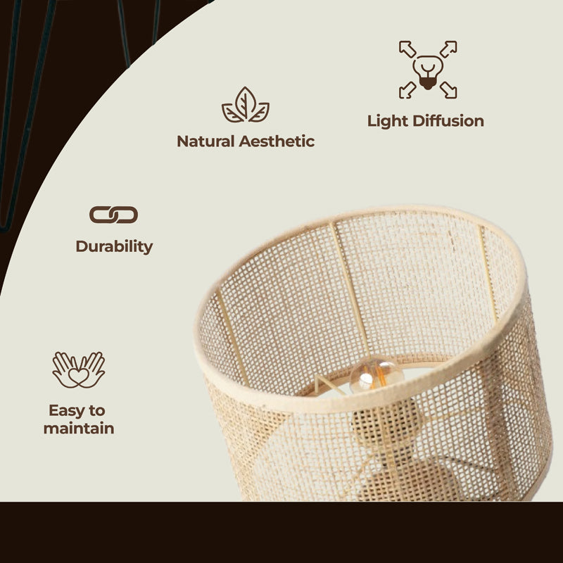 HearthLit Rattan Mango Wood Table Lamp - Beige,Brown media 7