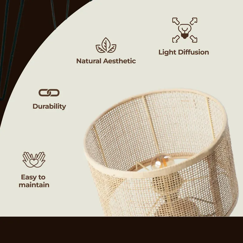 HearthLit Rattan Mango Wood Table Lamp - Beige,Brown media 7