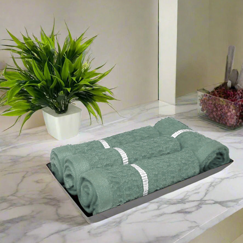 Junia Face Towel (Green) - Set Of Four - 12 x 12 inch