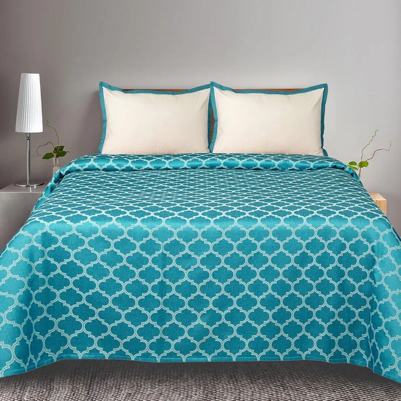 Axis Aura Cotton Bedsheet (Blue) - 224 TC media 3