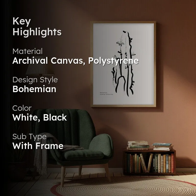 Succulent Canvas Wall Painting With Brown Frame media 2