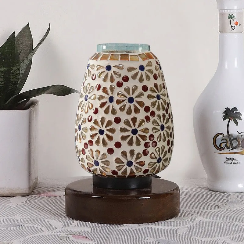Glowsyn Glass Table Lamp With Wooden Base - Multicolor media 4