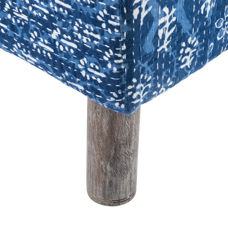 Urixon Acacia Wooden Ottomans (Blue) - Set Of Two media 5