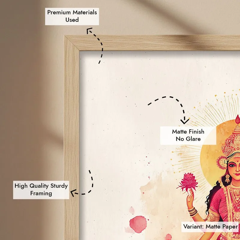 Shri Mahalaxmi Devi Divine Archival Paper Wall Art - Natural Brown Frame media 6