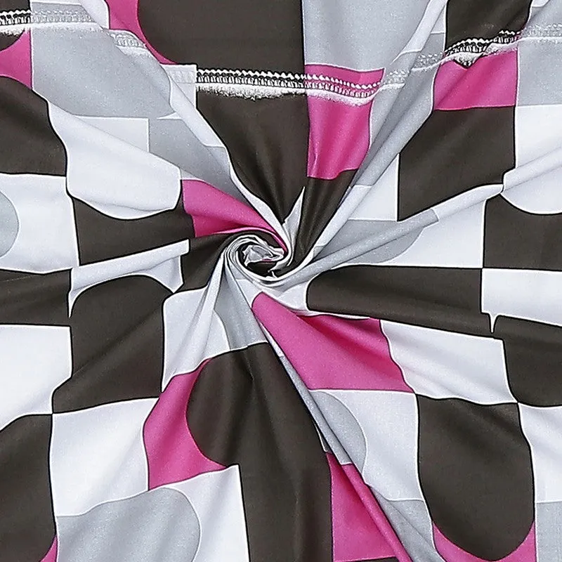 Monte Carlo Multi Blocks Cotton Bedsheet (Pink,Black) - 104 TC media 10
