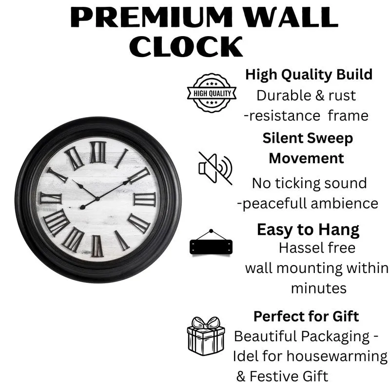 Meridian Round Wall Clock - Black & White media 9