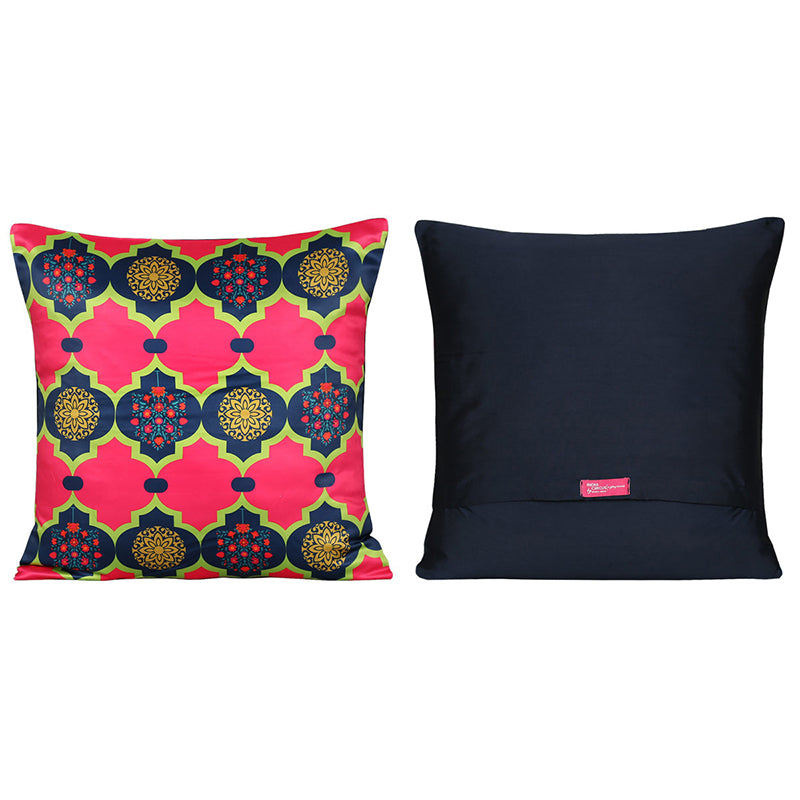 India Circus Sakura Stork Printed Satin Cushion Cover - Set Of Five media 4