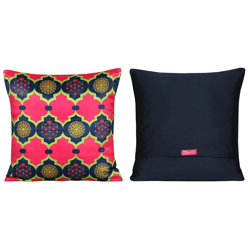 India Circus Sakura Stork Printed Satin Cushion Cover - Set Of Five media 4