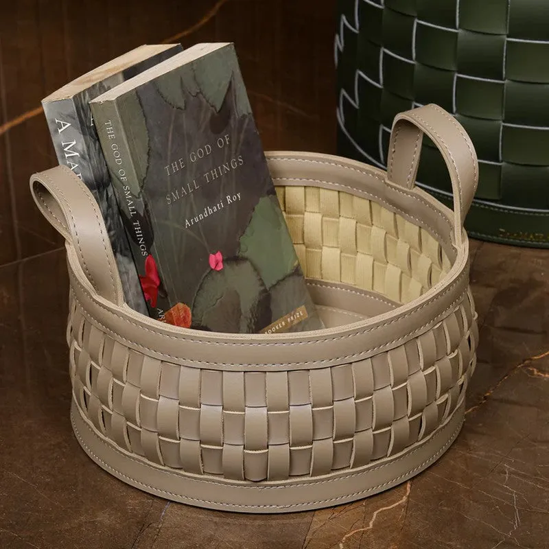 Calyra Faux Leather Storage Basket - Brown media 4