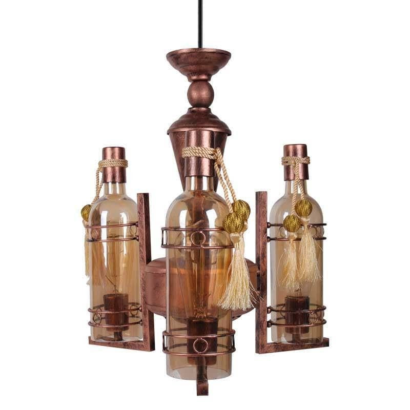 Industrial Farmhouse Metal Bottle Chandelier - Copper media 5
