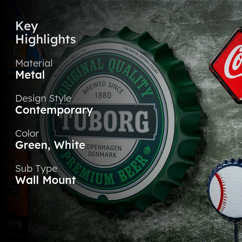 Tuborg OG Beer Bottle Cap Metal Wall Accent media 2