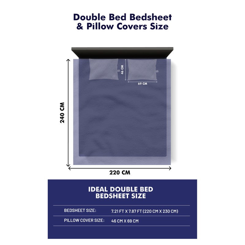 Monte Carlo Magique Angle Cotton Bedsheet (White,Blue) - 104 TC media 11