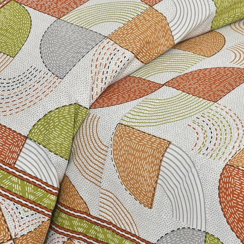 Aabhita Floral Cotton Bedsheet (Green,Orange) - 160 TC media 3
