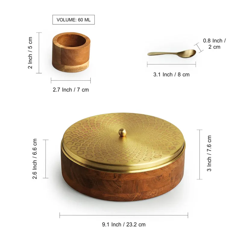 Diwan-E-Spice Sheesham Wood Wood & Brass Masala Box - 60 ML media 8