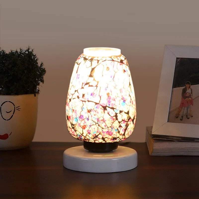 Crystalora Glass Table Lamp With Wooden Base - Multicolor media 3